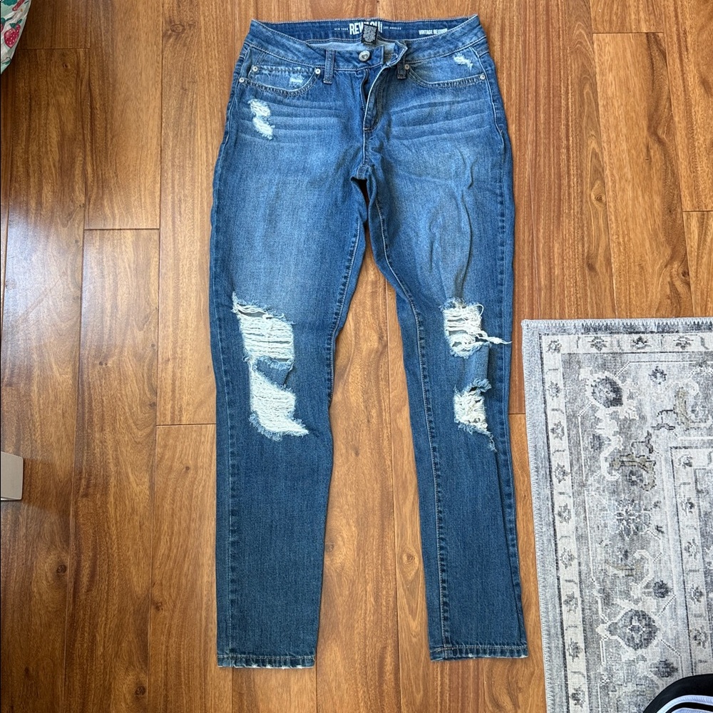 Rewash Distressed Skinny Jeans in Dark Blue